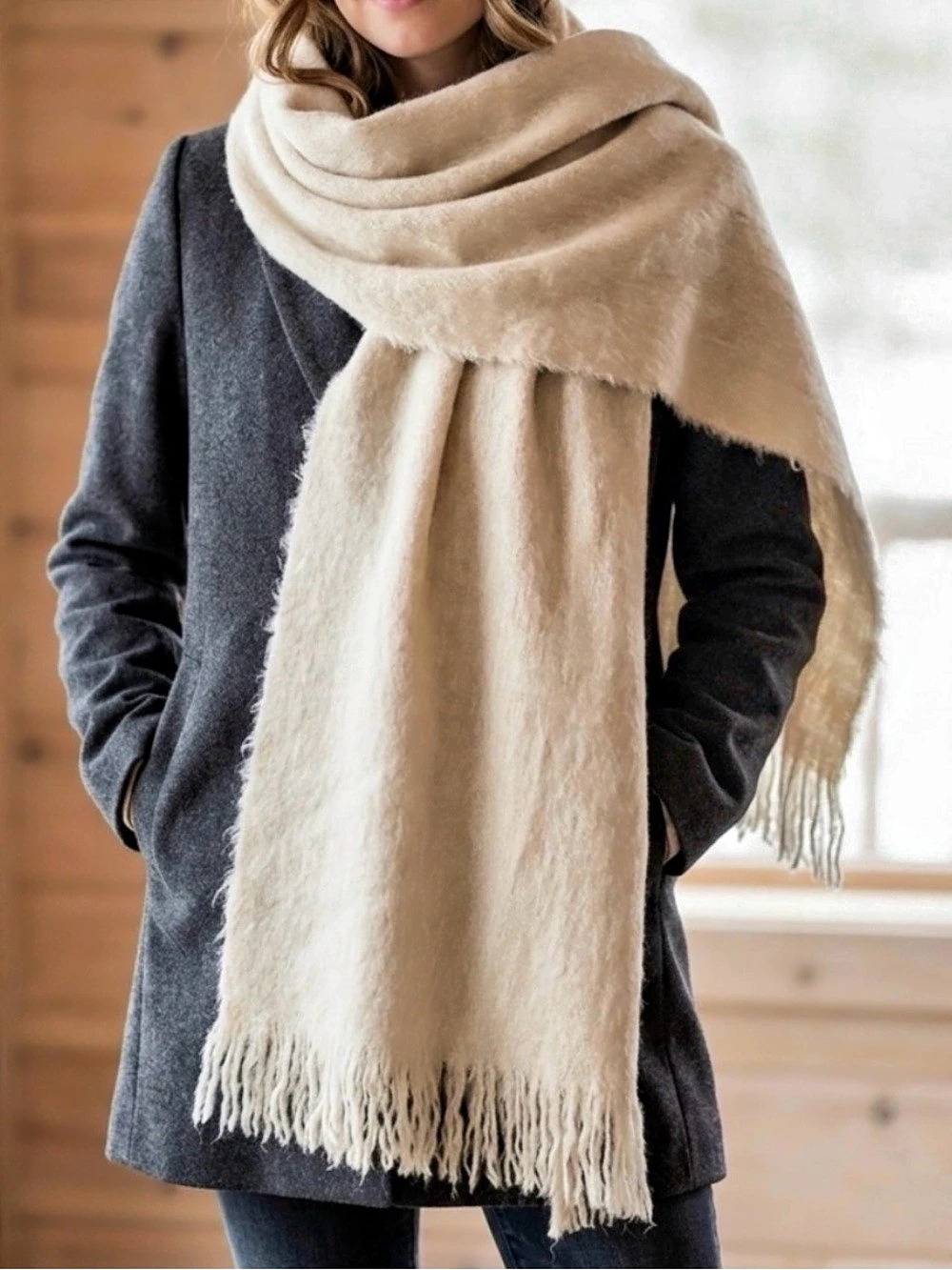💕Silent Show Pick 💕 100% Alpaca Oversized Fringe Scarf